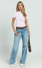 Georgina Top - Crew Neck Short Sleeve Baby Tee in Baby Pink