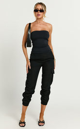 Kayla Pants - Mid Rise Cargo Pants in Black