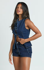 Benny Shorts - Mid Rise Mini Denim Shorts in Indigo Wash