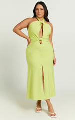 Amalie The Label - Levine Halter Front Cut Out Midi Dress in Citrus