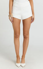 Cybill Shorts - Micro Structured High Waisted Shorts in White