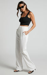 Lorcan Pants - High Waisted Tailored Pants in White