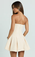 Luvy Mini Dress - Strapless Fit And Flare Dress in Cream
