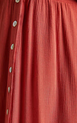 Sitting Pretty Maxi Dress - Short Sleeve Button Down Dress in Rust