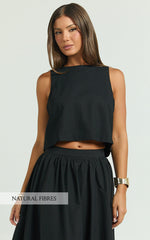 Preston Top - Key Hole Shell Top in Black