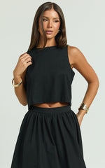 Preston Top - Key Hole Shell Top in Black