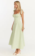 Vionette Midi Dress - Tie Shoulder Ruched Bust Corset Dress in Sage